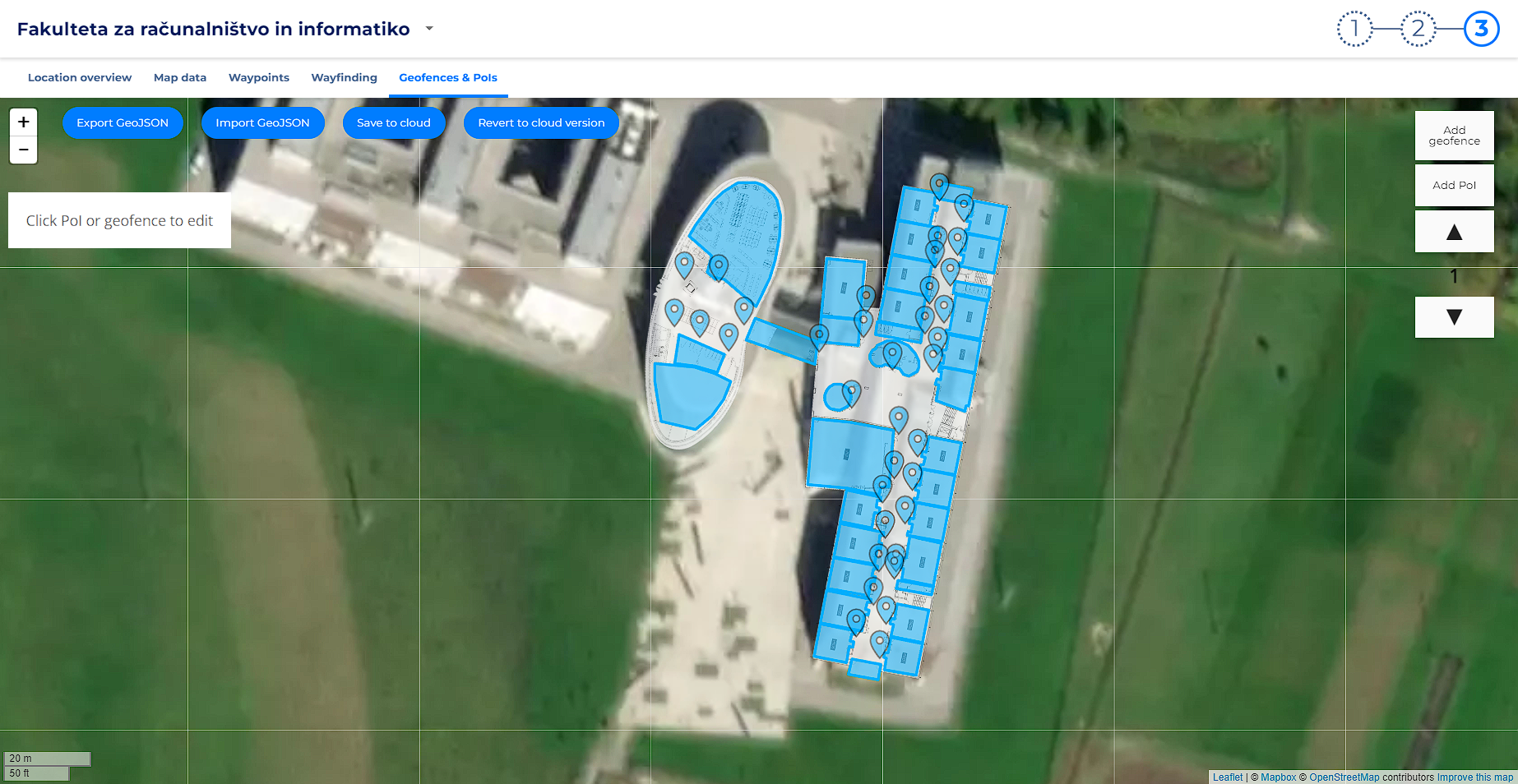 Geofences and POIs on aerial view
